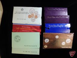1989 US Mint uncirculated set in original packaging, 1987 US Mint uncirculated set in original