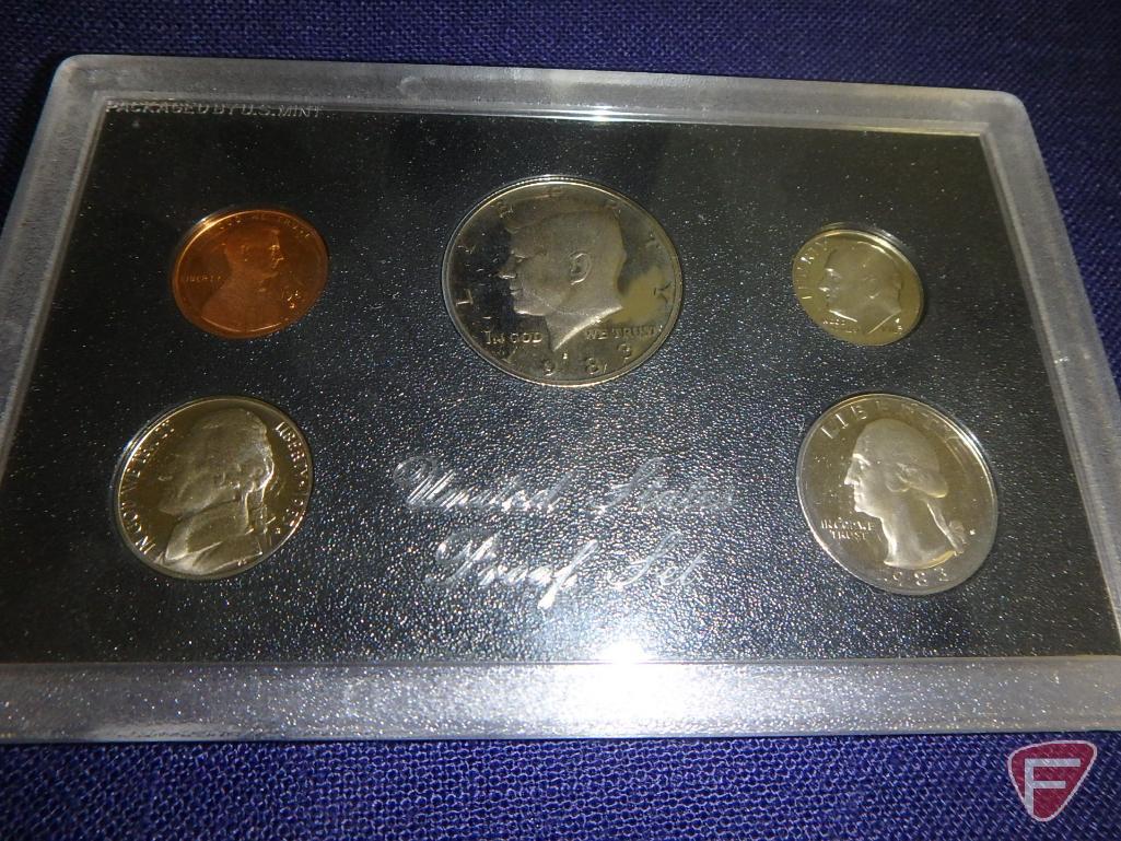1989 US Mint uncirculated set in original packaging, 1987 US Mint uncirculated set in original