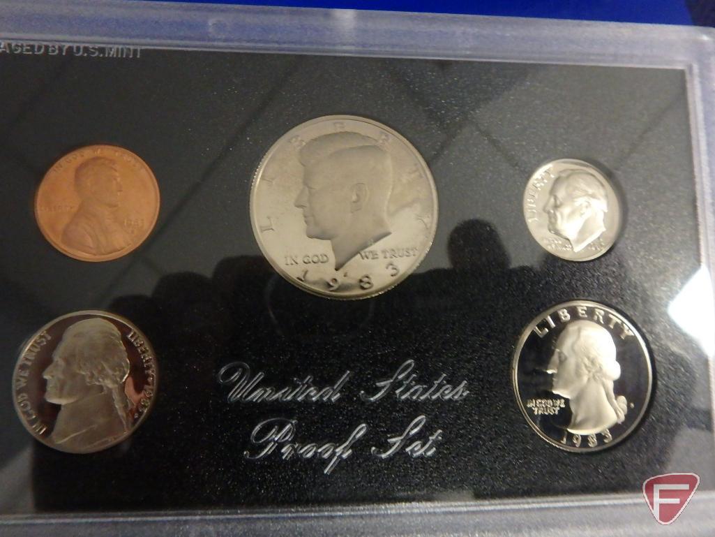 1989 US Mint uncirculated set in original packaging, 1987 US Mint uncirculated set in original