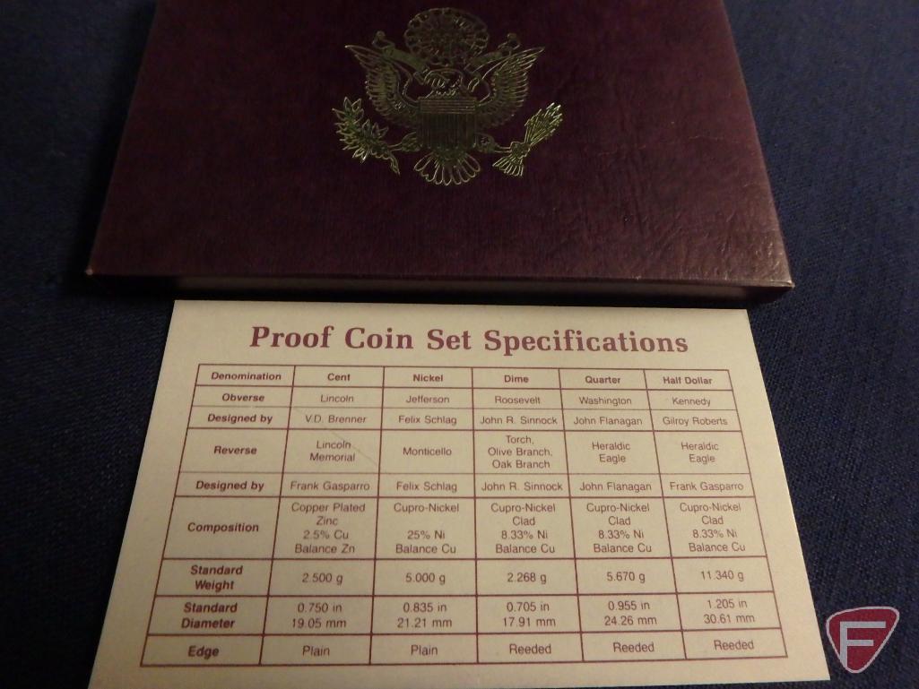1989 US Mint uncirculated set in original packaging, 1987 US Mint uncirculated set in original