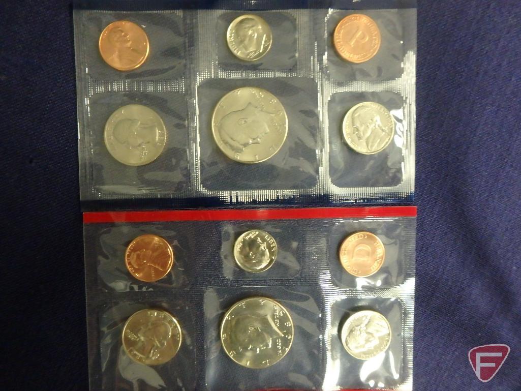 1989 US Mint uncirculated set in original packaging, 1987 US Mint uncirculated set in original