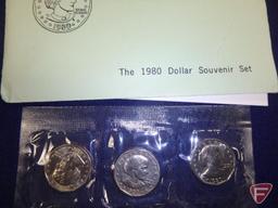 1989 US Mint uncirculated set in original packaging, 1987 US Mint uncirculated set in original