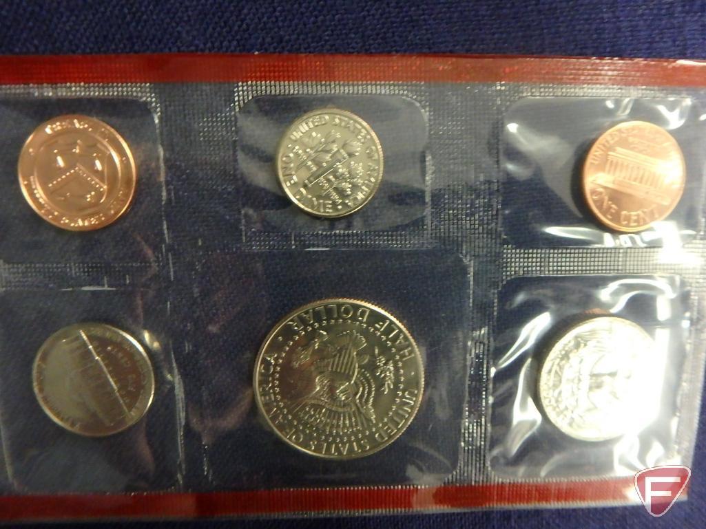 1989 US Mint uncirculated set in original packaging, 1987 US Mint uncirculated set in original