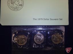 1989 US Mint uncirculated set in original packaging, 1987 US Mint uncirculated set in original