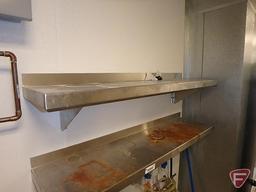 (2) wall mounted stainless steel shelves, 48"x12"
