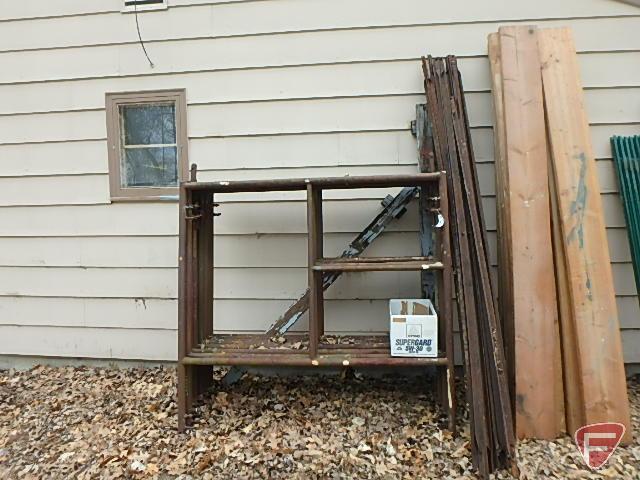 Scaffolding: (9) 5'x5' frames, 8' cross arms, (13) 2"x10"x8' wood planks