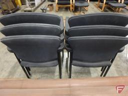 (6) Stackable office reception chairs with metal frame, vinyl-like covering