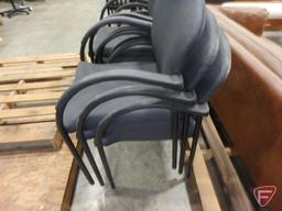 (6) Stackable office reception chairs with metal frame, vinyl-like covering