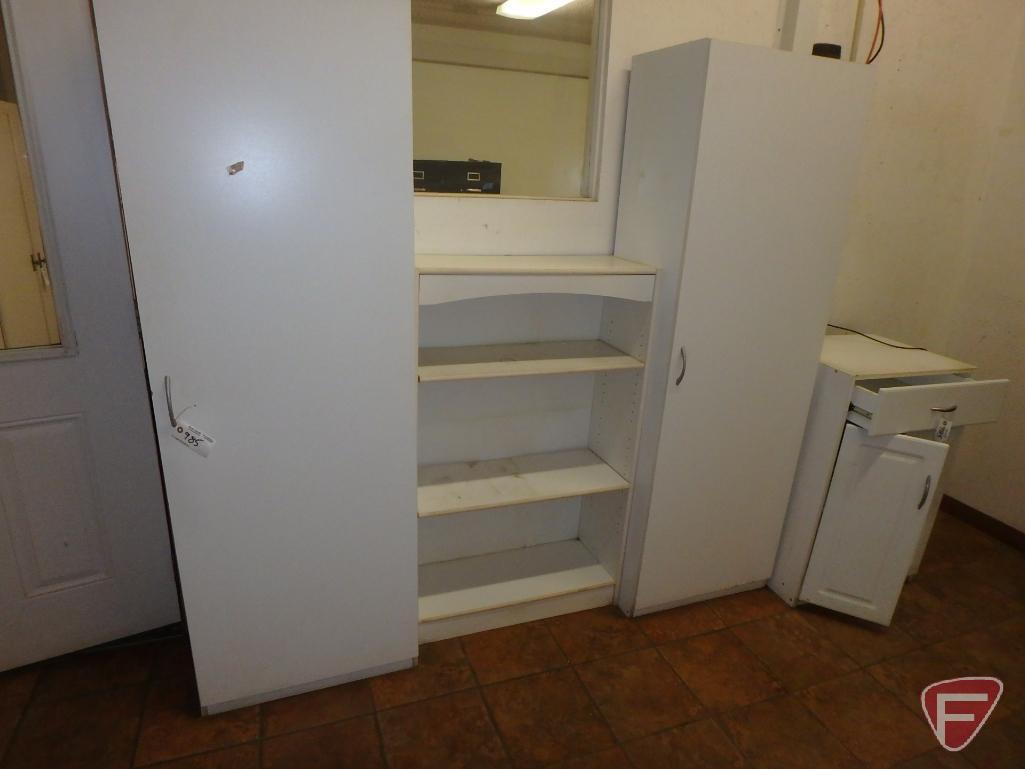 (6) Storage cabinets, (2) bookshelves