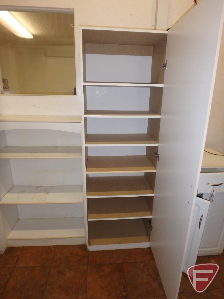 (6) Storage cabinets, (2) bookshelves