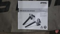 Stihl model SH85C gas leaf blower, with manual, vacuum and bag attachment for mulching