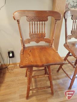 (2) Wooden swivel chairs