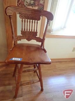 (2) Wooden swivel chairs