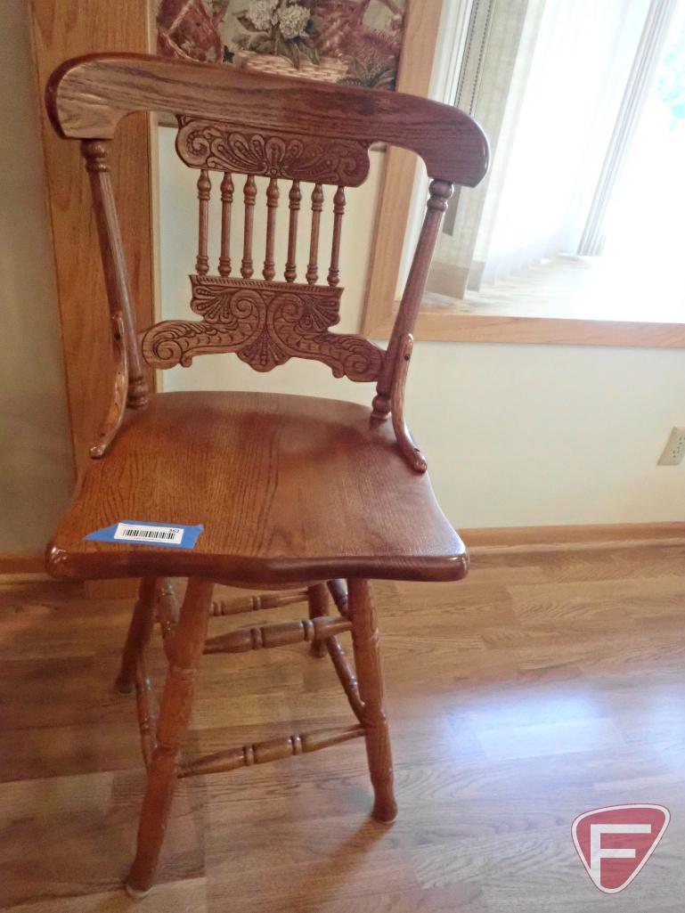 (2) Wooden swivel chairs