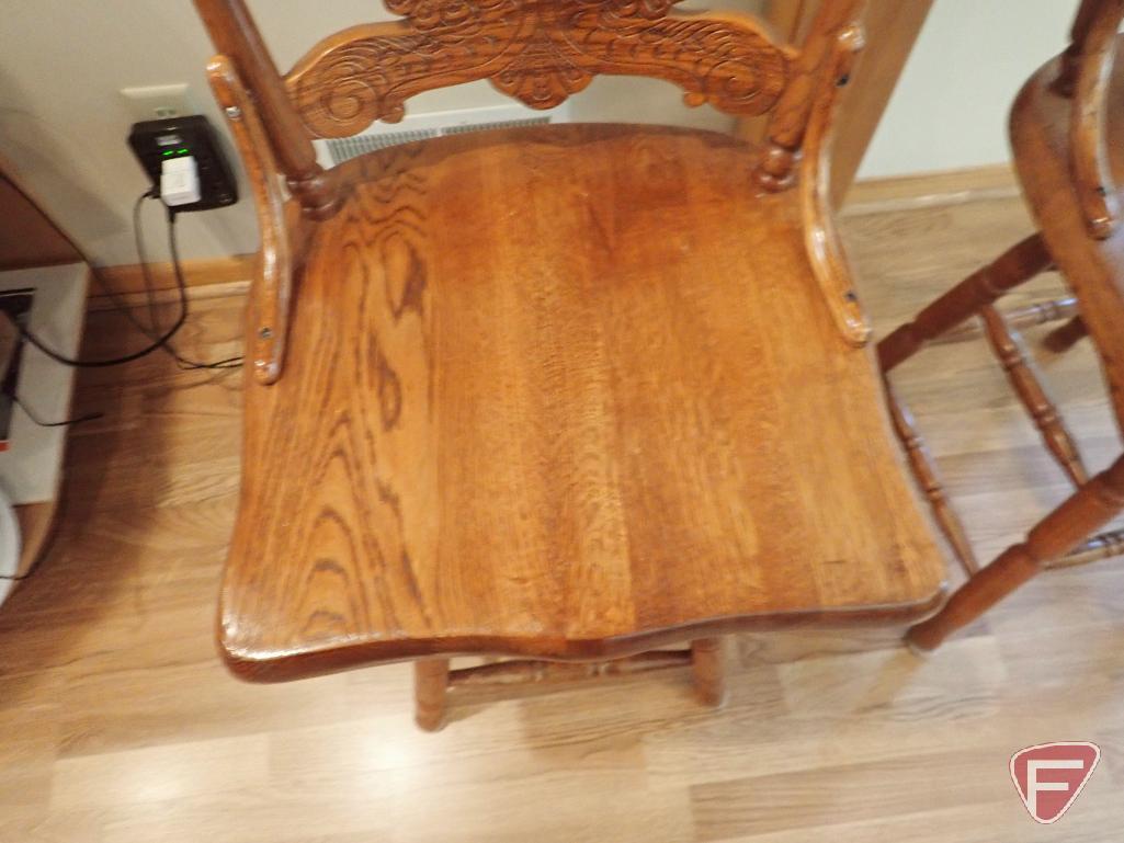 (2) Wooden swivel chairs