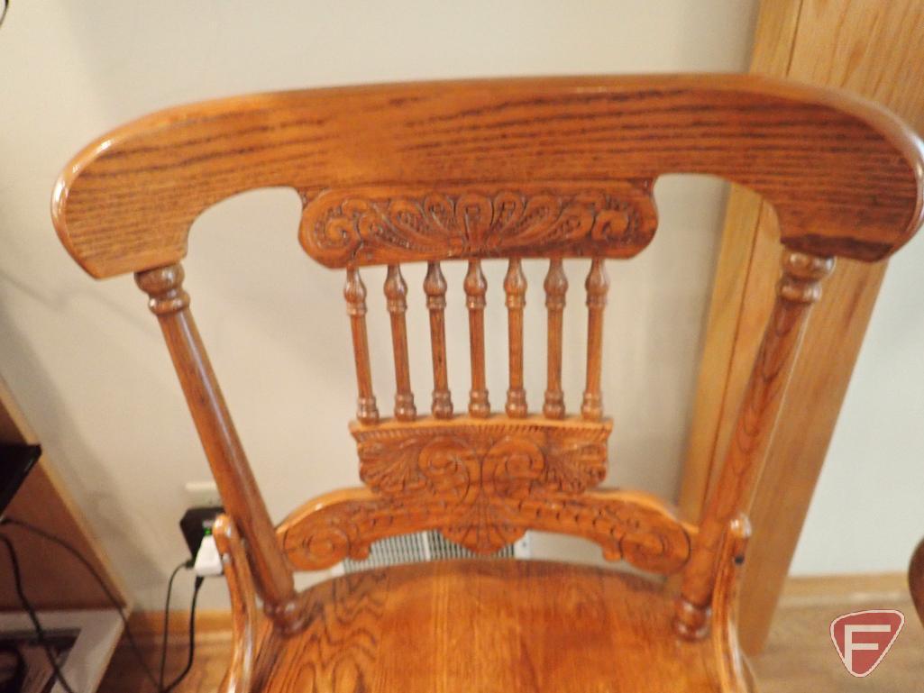 (2) Wooden swivel chairs