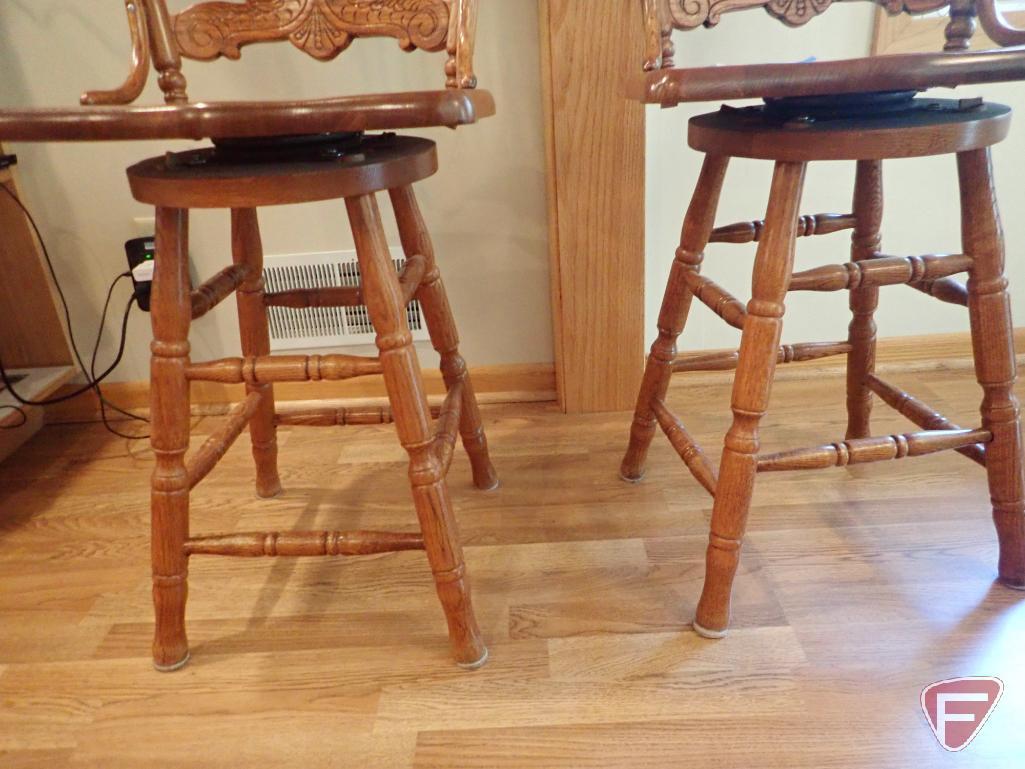 (2) Wooden swivel chairs