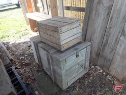 Contents of shed; lumber, bricks, wood crates, wood shelf, wood fence panels, plastic pallets