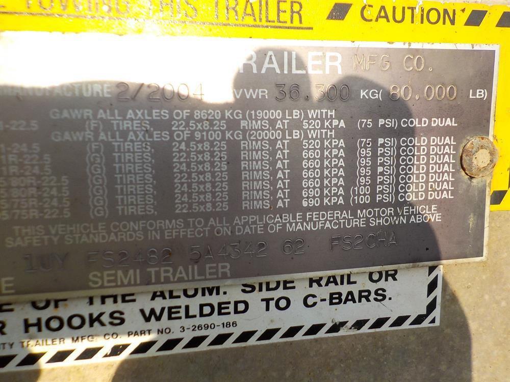 2004 Utility  Tandem Axle Flatbed Trailer (48' x 102") GVWR 80,000 lbs, Adj