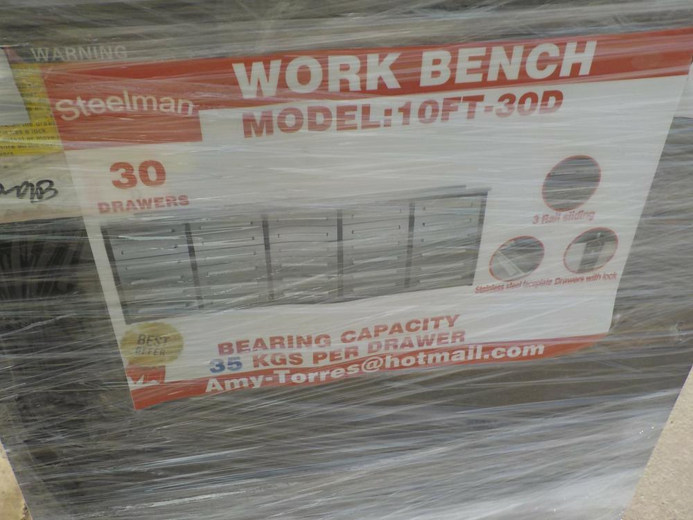 Steelman  10' Work Bench c/w 30 Drawers - Unused