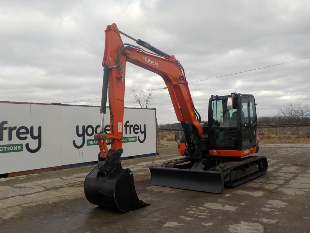 2016 Kubota KX080-4 Excavator c/w Cab, A/C, Rubber Tracks, Blade, Swing Boo