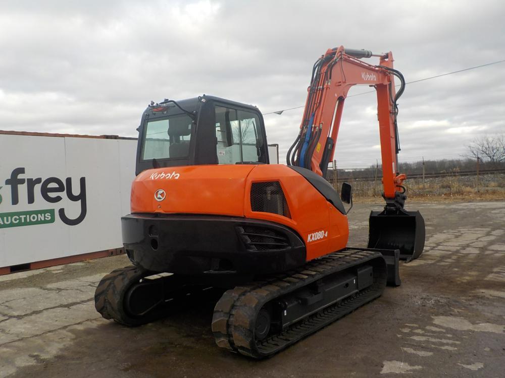 2016 Kubota KX080-4 Excavator c/w Cab, A/C, Rubber Tracks, Blade, Swing Boo