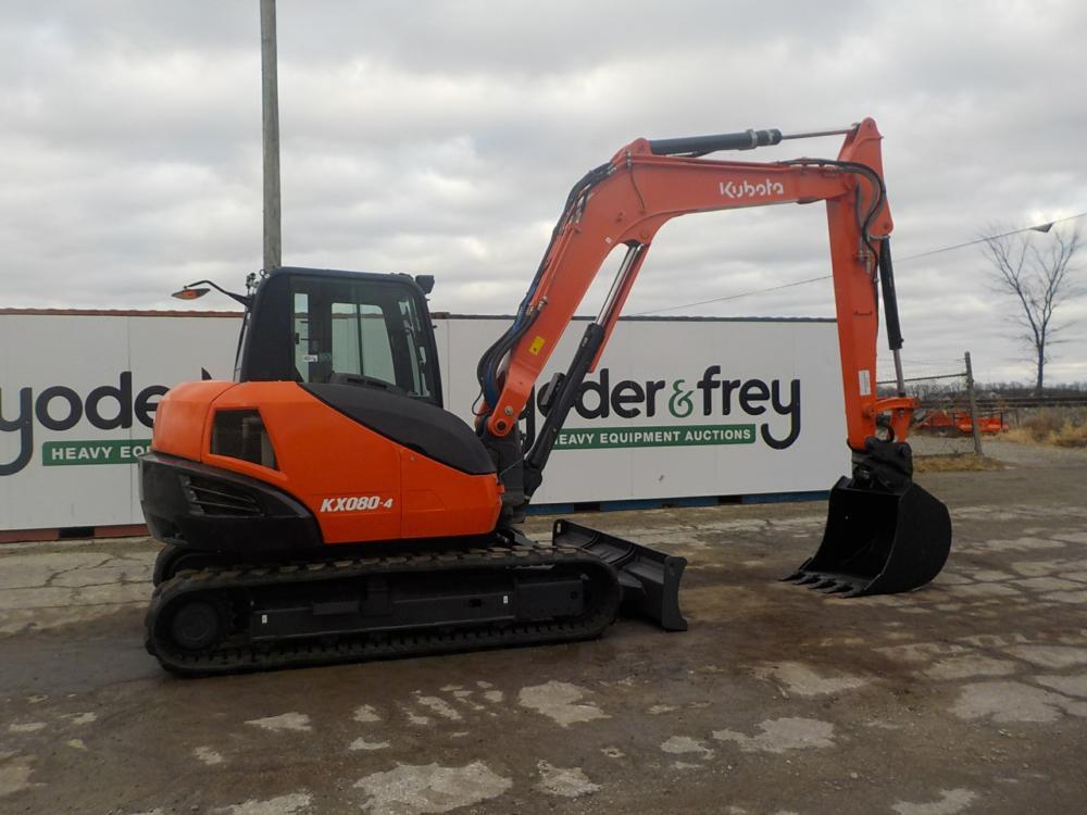2016 Kubota KX080-4 Excavator c/w Cab, A/C, Rubber Tracks, Blade, Swing Boo