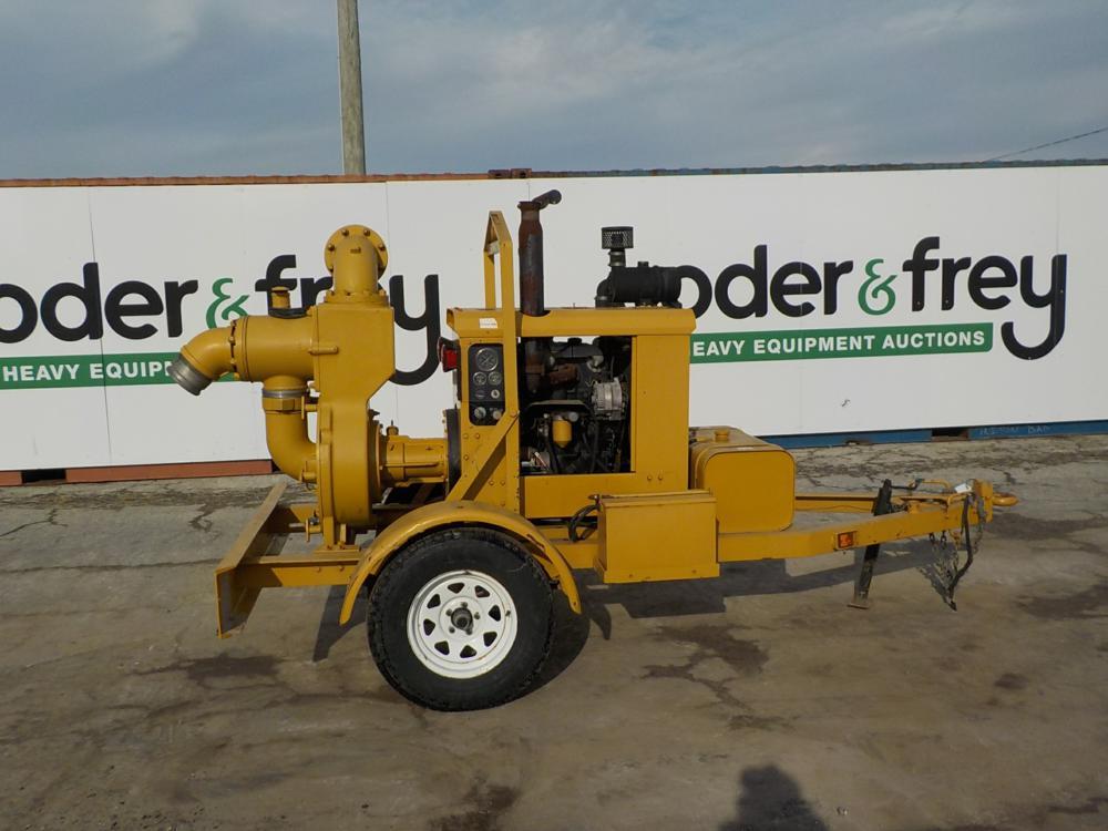 CH&E 6" Waterpump c/w Single Axle Trailer, Perkins 4 Cyl Diesel Engine
