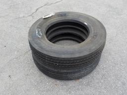2 Steering Tires 9R22.5 (One New)