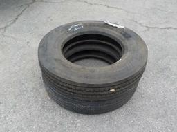 2 Steering Tires 9R22.5 (One New)