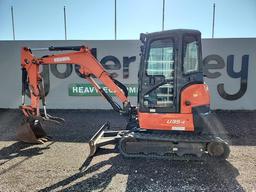 2018 Kubota U35-4R3 Mini Excavator c/w Cab, Rubber Tracks, Blade, Swing Boo