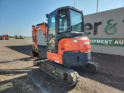 2018 Kubota U35-4R3 Mini Excavator c/w Cab, Rubber Tracks, Blade, Swing Boo