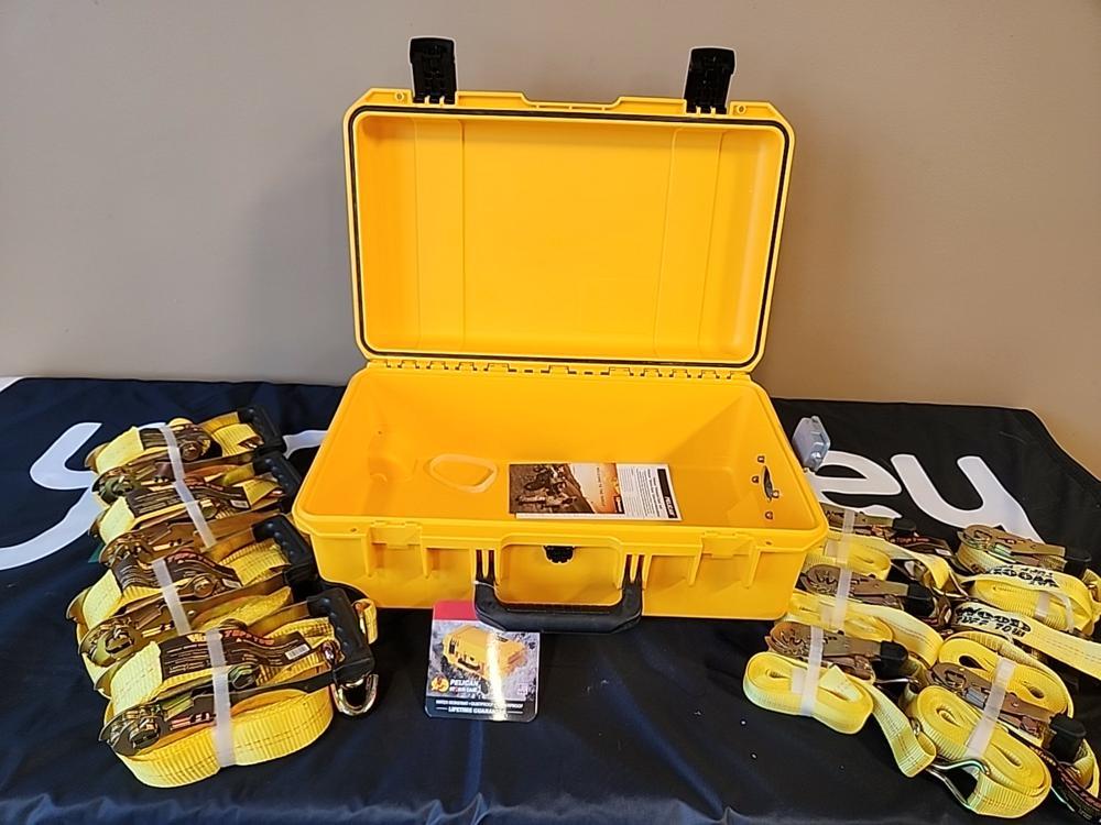 Pelican Case c/w Straps 1 1/5" x 15'  (6 of), Straps 2" x 27' (4 of) - Unus