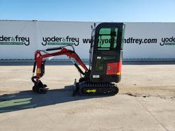 2023 Miva VA13C Mini Excavator c/w Cab, Rubber Tracks, Aux Hydraulics, Offs
