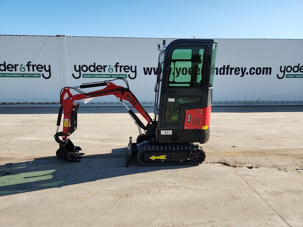 2023 Miva VA13C Mini Excavator c/w Cab, Rubber Tracks, Aux Hydraulics, Offs