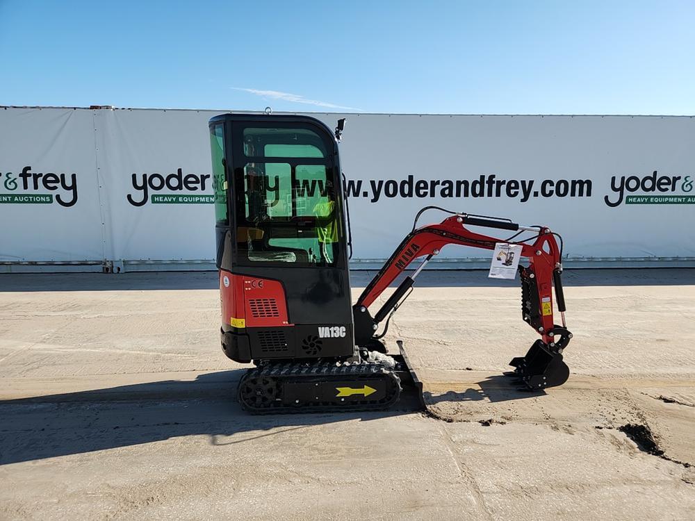2023 Miva VA13C Mini Excavator c/w Cab, Rubber Tracks, Aux Hydraulics, Offs