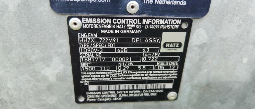2018 BBA Pumps PT150 D185 6" Self Priming Waterpump, Hatz Engine, 90M3/H /3