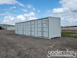 Unused 40' HC Multi Door Container, Four Side Open Door, One End Door, Lock Box