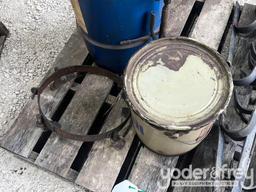 Oil Drum, c/w Dolly, Buckets (Pallet of)