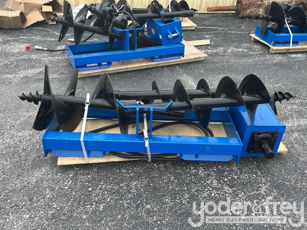 Unused GIYI Auger Set, with 8"/12"/16" Auger to suit Skidsteer, 1" Pin Diameter (3 of)