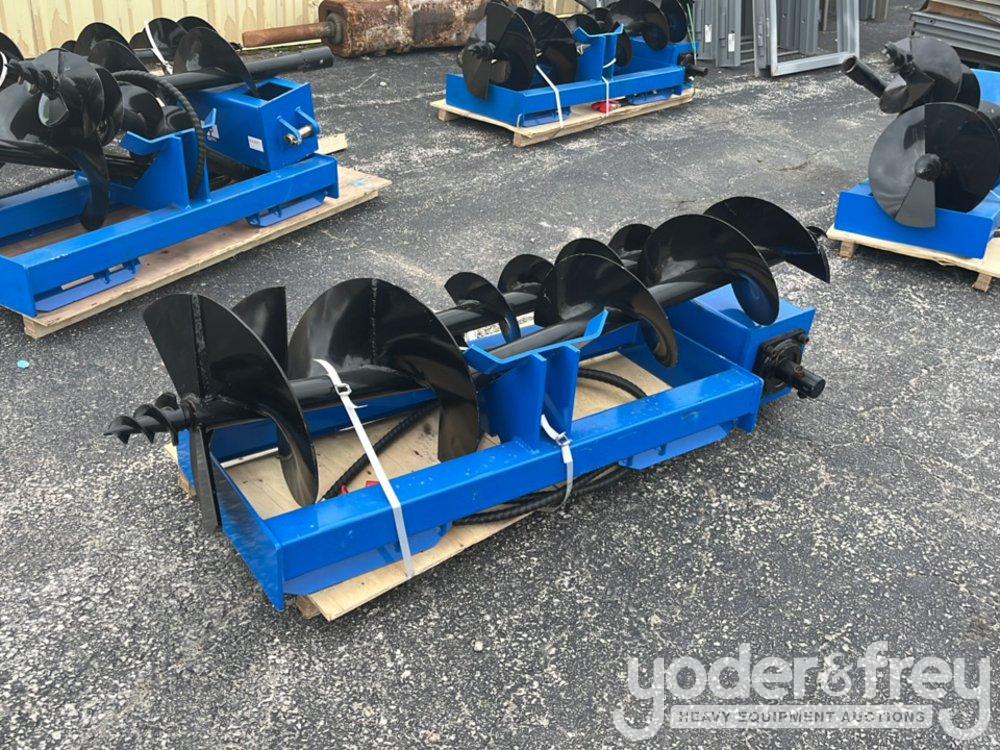 Unused GIYI Auger Set, with 8"/12"/16" Auger to suit Skidsteer, 1" Pin Diameter (3 of)