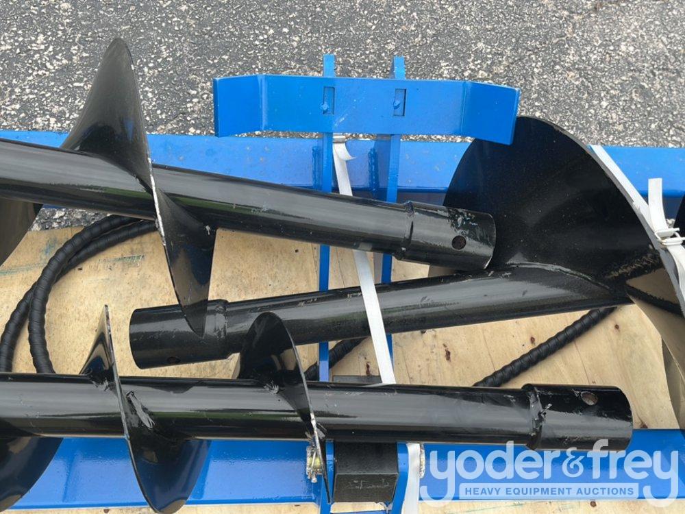 Unused GIYI Auger Set, with 8"/12"/16" Auger to suit Skidsteer, 1" Pin Diameter (3 of)