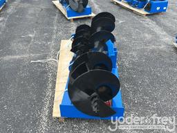 Unused GIYI Auger Set, with 8"/12"/16" Auger to suit Skidsteer, 1" Pin Diameter (3 of)