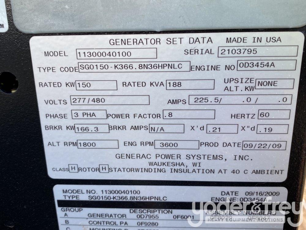 2009 Generac 150KW Generator