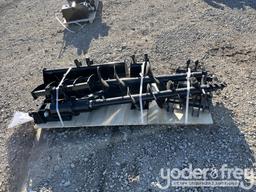 Unused 2025 Miva Set of (8) Attachments Quick Hitch, Rake, Ripper, Auger, 12”...... Auger Rod, 8”...