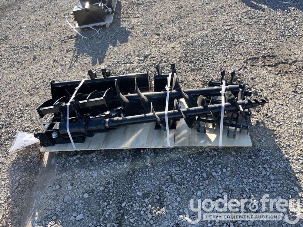 Unused 2025 Miva Set of (8) Attachments Quick Hitch, Rake, Ripper, Auger, 12”...... Auger Rod, 8”...