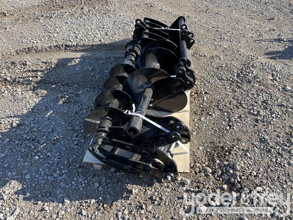 Unused 2025 Miva Set of (8) Attachments Quick Hitch, Rake, Ripper, Auger, 12”...... Auger Rod, 8”...