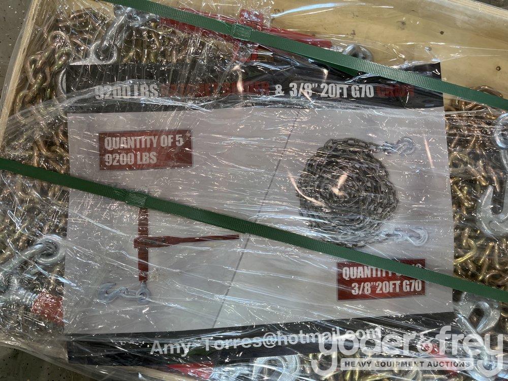 Unused 2025 9200lbs Ratchet Binder (5 of) 3/8" 20' G70 Chain (10 of)