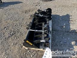Unused 2025 Miva Set of (8) Attachments Quick Hitch, Rake, Ripper, Auger, 12”...... Auger Rod, 8”...