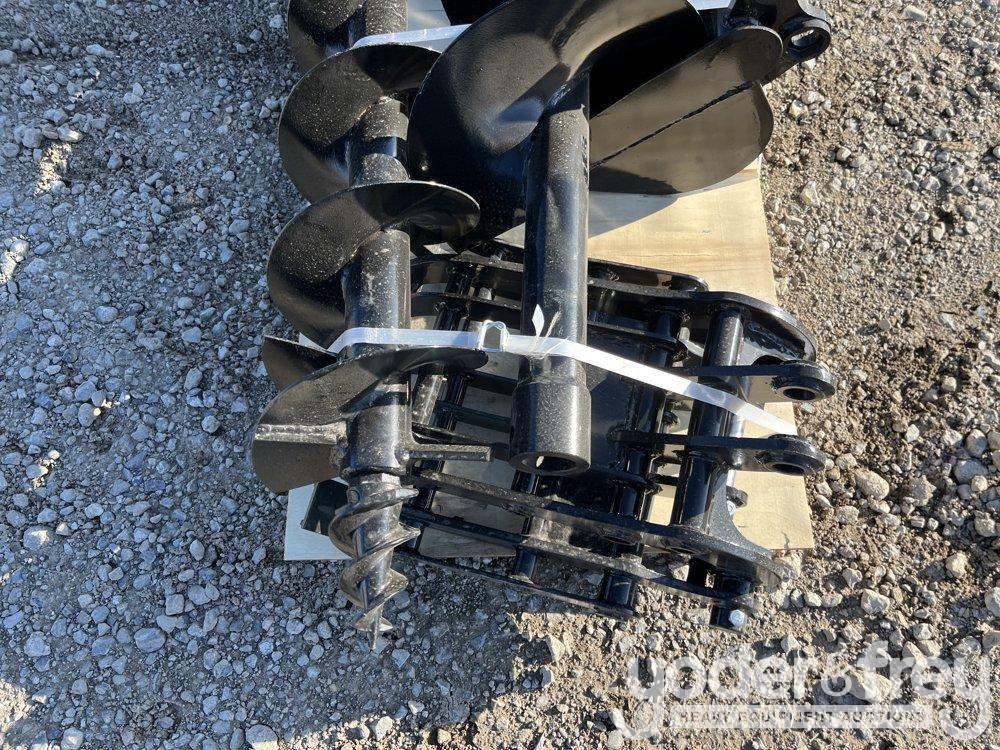Unused 2025 Miva Set of (8) Attachments Quick Hitch, Rake, Ripper, Auger, 12”...... Auger Rod, 8”...